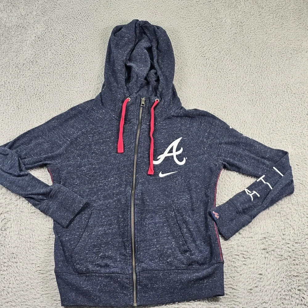 Atlanta‎ Braves Hoodie Womens Small Blue Heather MLB Baseball Nike Full Zip